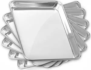 GRIDMANN 9" x 13" Commercial Grade Aluminum Cookie Sheet Baking Tray Jelly Roll Pan Quarter Sheet - 6 Pans