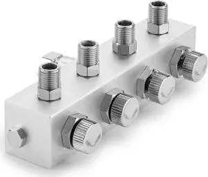 PointZero Airbrush Manifold 4-Way Air Hose Splitter 1/8 in BSP Taps