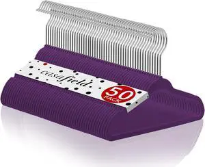 Casafield 50 Velvet Baby Hangers - 11" Size for Infant & Toddler Clothes - Purple