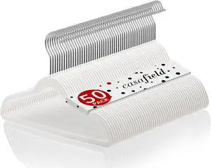 Casafield 50 Velvet Kid's Hangers - 14" Size for Children's Clothes - Ivory