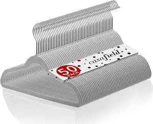 Casafield 50 Velvet Kid's Hangers - 14" Size for Children's Clothes - Gray