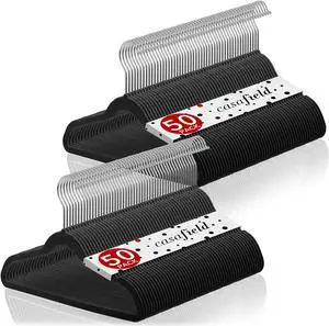 Casafield 100 Velvet Kid's Hangers - 14" Size for Children's Clothes - Black