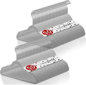 Casafield 100 Velvet Kid's Hangers - 14" Size for Children's Clothes - Gray