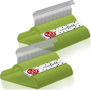 Casafield 100 Velvet Kid's Hangers - 14" Size for Children's Clothes - Lime Green