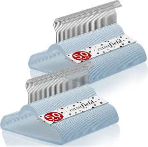 Casafield 100 Velvet Kid's Hangers - 14" Size for Children's Clothes - Light Blue