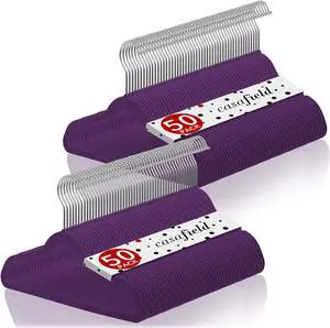Casafield 100 Velvet Kid's Hangers - 14" Size for Children's Clothes - Purple