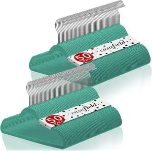 Casafield 100 Velvet Kid's Hangers - 14" Size for Children's Clothes - Teal