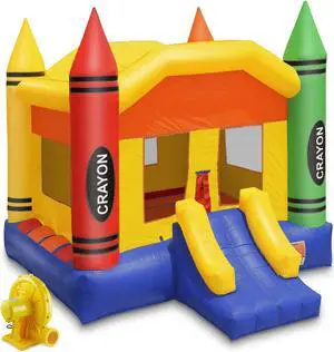 Cloud 9 Commercial Grade Crayon Castle Bounce House with Blower - 100% PVC 17' x 13' Inflatable Bouncer