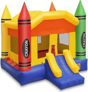 Cloud 9 Commercial Grade Crayon Castle Bounce House with Built-in Roof and Emergency Escape Hatch for Safety - 100% PVC 17' x 13' Bouncer - Inflatable Only