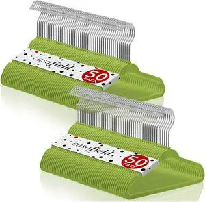 Casafield 100 Velvet Baby Hangers - 11" Size for Infant & Toddler Clothes - Lime Green