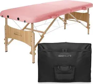 Saloniture Basic Portable Folding Massage Table - Pink