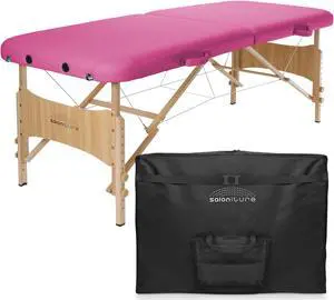 Saloniture Basic Portable Folding Massage Table - Hot Pink