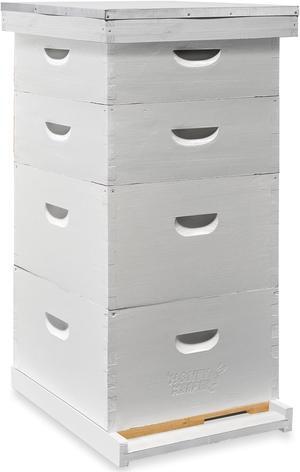 Honey Keeper Beehive Kit Fully Assembled and Painted - 10 Frame Kit, 2 Deep Brood Boxes and 2 Medium Supers