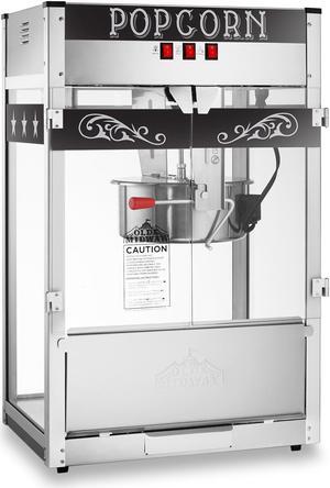 Olde Midway Commercial Popcorn Machine Maker Popper with Extra Large 16-Ounce Kettle - Black