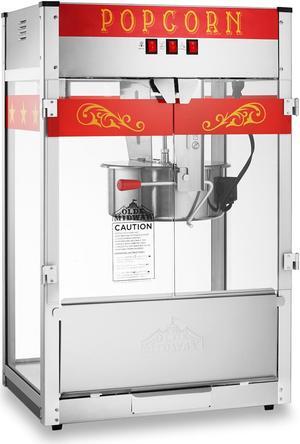 Olde Midway Commercial Popcorn Machine Maker Popper with Extra Large 16-Ounce Kettle - Red