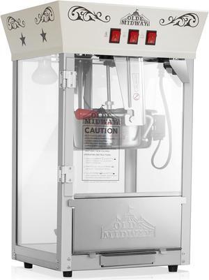 Olde Midway Movie Theater-Style Popcorn Machine Maker with 8-Ounce Kettle - Cream, Vintage-Style Countertop Popper