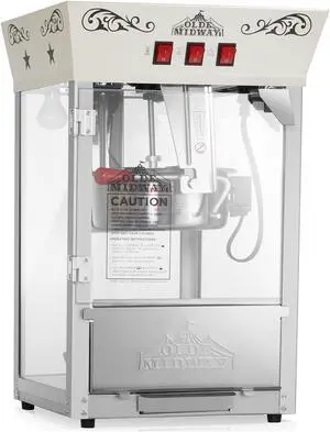 Olde Midway Movie Theater-Style Popcorn Machine Maker with 10-Ounce Kettle - Cream, Vintage-Style Countertop Popper