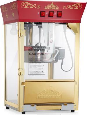 Olde Midway Movie Theater-Style Popcorn Machine Maker with 10-Ounce Kettle - Red, Vintage-Style Countertop Popper