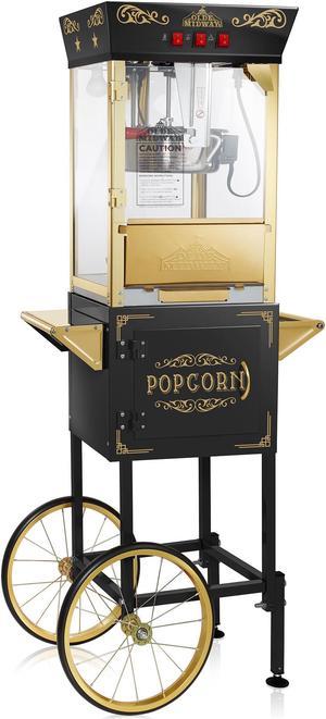 Olde Midway Movie Theater-Style Popcorn Machine Popper with Cart and 10 oz  Kettle, Cream