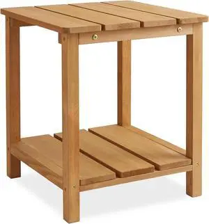 Casafield Adirondack Side Table, Cedar Wood Outdoor End Table with Shelf for Patio, Deck, Lawn and Garden - Natural