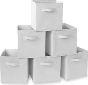 Casafield Set of 6 Collapsible Fabric Cube Storage Bins, White - 11" Foldable Cloth Baskets for Shelves, Cubby Organizers & More Casafield Set of 6 Collapsible Fabric Cube Storage Bins, White - 11" Foldable Cloth Baskets for Shelves, Cubby Organizers & More