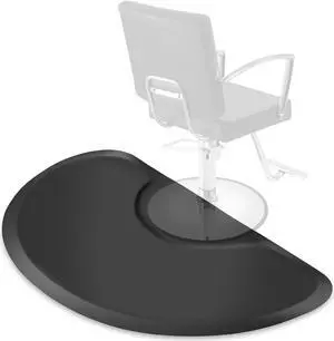 Saloniture 3 ft. x 4 ft. Salon & Barber Shop Chair Anti-Fatigue Mat - Black Semi Circle - 5/8 in. Thick