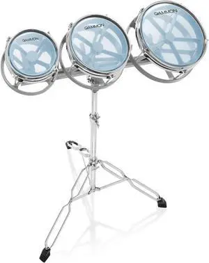 Gammon Percussion Roto Toms 6", 8", 10" Drum Set with Double Braced Stand & Tunable Heads