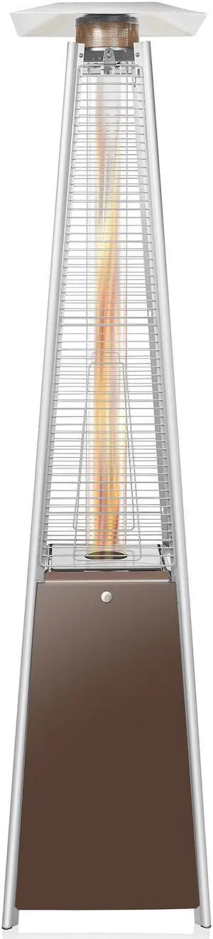 Casafield Outdoor Propane Patio Heater with Wheels, Mocha - Modern Dancing Flame, Commercial & Residential, Uses Standard 20lb LP Gas Tank
