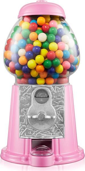 Olde Midway 12" Gumball Machine with Glass Globe and Metal Base - Pink, Vintage-Style Bubble Gum Candy Dispenser