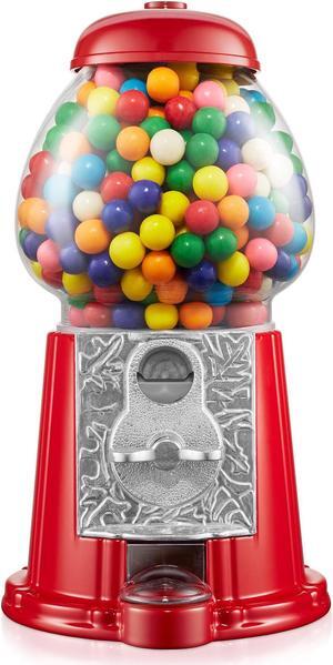 Olde Midway 12" Gumball Machine with Glass Globe and Metal Base - Red, Vintage-Style Bubble Gum Candy Dispenser