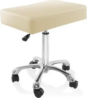 Saloniture Rolling Hydraulic Salon Stool with Large Seat - Adjustable Swivel Chair for Spa, Shop, Salon, Massage, Medical, Work or Office, Cream