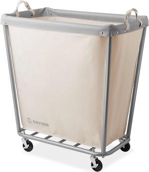Dryser Large Commercial Heavy-Duty Rolling Laundry Hamper, Steel Frame Cart on Wheels with Removable Canvas Bin for Hotel or Home - White