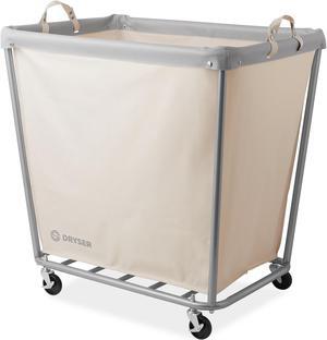 Dryser X-Large Commercial Heavy-Duty Rolling Laundry Hamper, Steel Frame Cart on Wheels with Removable Canvas Bin for Hotel or Home - White