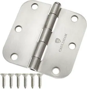 Cauldham (24 Pack) Heavy-Duty 3-1/2" Interior Door Hinges with 5/8" Radius Corners - Satin Nickel