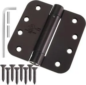 Cauldham (2 Pack) Heavy-Duty 4" Self-closing Spring Door Hinge with 5/8" Radius Corners, UL Listed - Oil Rubbed Bronze