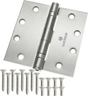 Cauldham (3 Pack) Commercial-Grade 4-1/2" Full Mortise Ball-Bearing Door Hinges - Satin Nickel