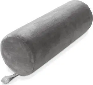 Saloniture Jumbo Round Massage Table Bolster Pillow Pad - 26 x 9 Inch - Gray Velour