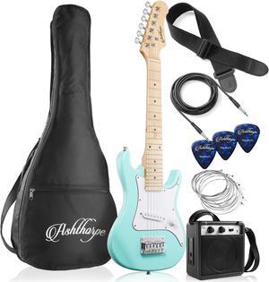 Ashthorpe 30-inch Beginner Electric Guitar Kit with Amplifier (Teal), Basic Starter Package w/ Gig Bag, Strings, Strap, Picks
