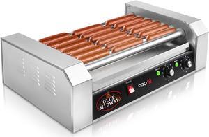 Olde Midway Electric 18 Hot Dog 7 Roller Grill Cooker Machine 900-Watt - Commercial Grade