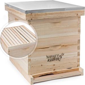 Honey Keeper Beehive 20 Frame Complete Box Kit (10 Deep and 10 Medium) with Metal Roof for Langstroth Beekeeping