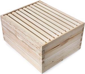Honey Keeper Beehive 10 Frame Kit Super Box and 10 Deep Frames with Foundations for Langstroth Beekeeping