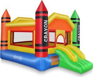 Cloud 9 Mini Crayon Bounce House with Slide, Inflatable Bouncer for Kids, without Blower
