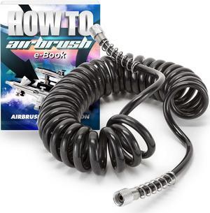 PointZero 10 ft. Black Coiled Airbrush Air Hose - 1/8 in. BSP