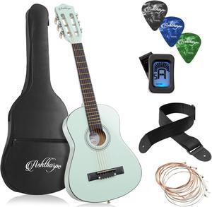 Ashthorpe 30-inch Beginner Acoustic Guitar Package (Mint Green), Basic Starter Kit w/ Gig Bag, Strings, Strap, Tuner, Picks