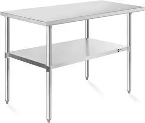 KUTLER Stainless Steel Table 24 x 48 Inches, NSF Heavy Duty Commercial Kitchen Prep and Work Table with Undershelf for Restaurant, Hotel, Home