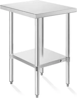 KUTLER Stainless Steel Table 30 x 18 Inches, NSF Heavy Duty Commercial Kitchen Prep and Work Table with Undershelf for Restaurant, Hotel, Home