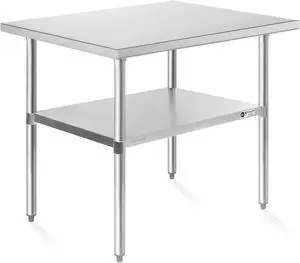 KUTLER Stainless Steel Table 30 x 48 Inches, NSF Heavy Duty Commercial Kitchen Prep and Work Table with Undershelf for Restaurant, Hotel, Home