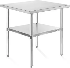 KUTLER Stainless Steel Table 24 x 30 Inches, NSF Heavy Duty Commercial Kitchen Prep and Work Table with Undershelf for Restaurant, Hotel, Home