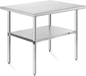 KUTLER Stainless Steel Table 24 x 36 Inches, NSF Heavy Duty Commercial Kitchen Prep and Work Table with Undershelf for Restaurant, Hotel, Home