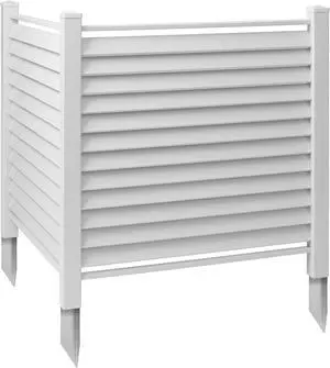 Casafield 48" x 48" Louvered Privacy Screen - Outdoor Vinyl Fence Panel Enclosure for AC / Trash Bins / Pool Equipment - White
